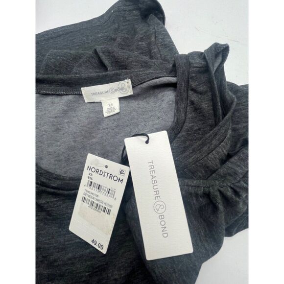 Treasure & Bond Ruched Side Sleeveless Dress Medium Charcoal Heather - Picture 6 of 11